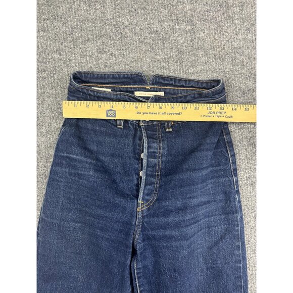 Levi's Ribcage Straight Jeans Womens 27x27 Blue High Rise Button Fly Raw Hem - Picture 4 of 10